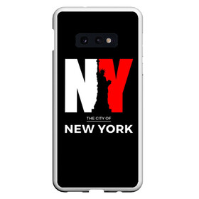 Чехол для Samsung S10E с принтом New York City в Белгороде, Силикон | Область печати: задняя сторона чехла, без боковых панелей | Тематика изображения на принте: america | city | large | liberty | new york | sculpture | statue | symbol | usa | америка | большие | буквы | город | графика | жизни | иллюстрация | искусство | мода | нью йорк | рисунок | свободы | силуэт | символ | скульптура | статуя