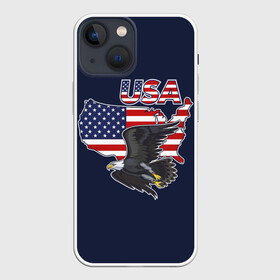 Чехол для iPhone 13 mini с принтом USA в Белгороде,  |  | america | bald | bir | eagle | flag | stars and stripes | usa | америка | белоголовый | графика | жизни | звездно полосатый | иллюстрация | искусство | карта | контур | летит | мода | орёл | птица | рисунок | силуэт | символ