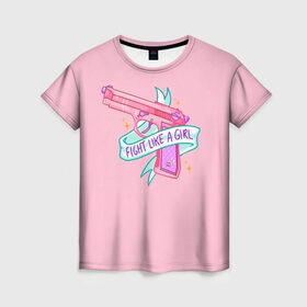 Женская футболка 3D с принтом FIGHT LIKE A GIRL в Белгороде, 100% полиэфир ( синтетическое хлопкоподобное полотно) | прямой крой, круглый вырез горловины, длина до линии бедер | 8 марта | feminism | girl power | like a girl | venus | весна | женщины | международный женский день | подарок | феминизм