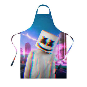 Фартук 3D с принтом Marshmello Glitch в Белгороде, 100% полиэстер | общий размер — 65 х 85 см, ширина нагрудника — 26 см, горловина — 53 см, длина завязок — 54 см, общий обхват в поясе — 173 см. Принт на завязках и на горловине наносится с двух сторон, на основной части фартука — только с внешней стороны | christopher | comstock | dj | dotcom | fortnite | friends | glitch | marshmallow | marshmello | usa | глитч | диджей | друзья | зефир | комсток | крис | мармелад | маршмэллоу | молнии | музыка | продюсер | сша | фортнайт | хаус | электро