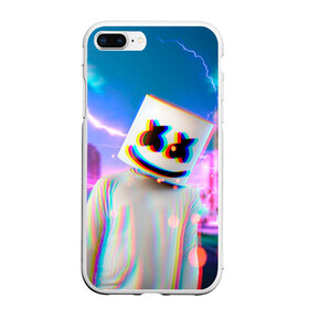 Чехол для iPhone 7Plus/8 Plus матовый с принтом Marshmello Glitch в Белгороде, Силикон | Область печати: задняя сторона чехла, без боковых панелей | christopher | comstock | dj | dotcom | fortnite | friends | glitch | marshmallow | marshmello | usa | глитч | диджей | друзья | зефир | комсток | крис | мармелад | маршмэллоу | молнии | музыка | продюсер | сша | фортнайт | хаус | электро