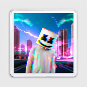 Магнит 55*55 с принтом Marshmello Glitch в Белгороде, Пластик | Размер: 65*65 мм; Размер печати: 55*55 мм | christopher | comstock | dj | dotcom | fortnite | friends | glitch | marshmallow | marshmello | usa | глитч | диджей | друзья | зефир | комсток | крис | мармелад | маршмэллоу | молнии | музыка | продюсер | сша | фортнайт | хаус | электро