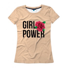 Женская футболка 3D с принтом Girl Power в Белгороде, 100% полиэфир ( синтетическое хлопкоподобное полотно) | прямой крой, круглый вырез горловины, длина до линии бедер | 