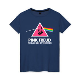 Женская футболка хлопок с принтом Pink Freud в Белгороде, 100% хлопок | прямой крой, круглый вырез горловины, длина до линии бедер, слегка спущенное плечо | Тематика изображения на принте: pink freud | sigmund freud | зигмунд фрейд | фрейд