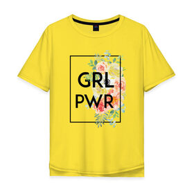 Мужская футболка хлопок Oversize с принтом GRL PWR в Белгороде, 100% хлопок | свободный крой, круглый ворот, “спинка” длиннее передней части | 8 марта | feminism | girl power | like a girl | venus | весна | женщины | международный женский день | подарок | феминизм