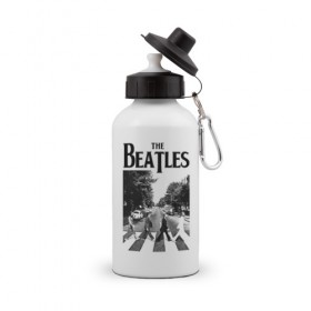 Бутылка спортивная с принтом The Beatles в Белгороде, металл | емкость — 500 мл, в комплекте две пластиковые крышки и карабин для крепления | beatles | the beatles | битлз | битлс | битлы | группы | джон леннон | джордж харрисон | легенды | музыка | пол маккартни | ринго старр | рок