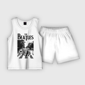 Детская пижама с шортами хлопок с принтом The Beatles в Белгороде,  |  | beatles | the beatles | битлз | битлс | битлы | группы | джон леннон | джордж харрисон | легенды | музыка | пол маккартни | ринго старр | рок