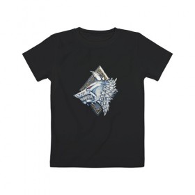 Детская футболка хлопок с принтом Space Wolves в Белгороде, 100% хлопок | круглый вырез горловины, полуприлегающий силуэт, длина до линии бедер | warhammer | вархамер | вархеммер | волк | герб | космоволк
