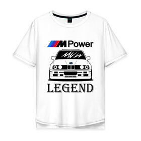 Мужская футболка хлопок Oversize с принтом BMW Power LEGEND в Белгороде, 100% хлопок | свободный крой, круглый ворот, “спинка” длиннее передней части | Тематика изображения на принте: bmw | legend | motorsport | power | авто | автомобиль | бмв | бумер | бэха | крутая | легенда | машина | немецкое | тачка