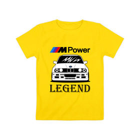 Детская футболка хлопок с принтом BMW Power LEGEND в Белгороде, 100% хлопок | круглый вырез горловины, полуприлегающий силуэт, длина до линии бедер | bmw | legend | motorsport | power | авто | автомобиль | бмв | бумер | бэха | крутая | легенда | машина | немецкое | тачка