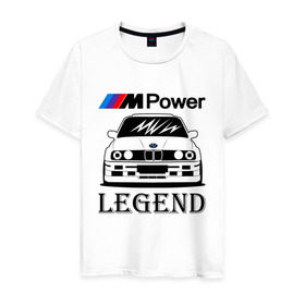 Мужская футболка хлопок с принтом BMW Power LEGEND в Белгороде, 100% хлопок | прямой крой, круглый вырез горловины, длина до линии бедер, слегка спущенное плечо. | bmw | legend | motorsport | power | авто | автомобиль | бмв | бумер | бэха | крутая | легенда | машина | немецкое | тачка