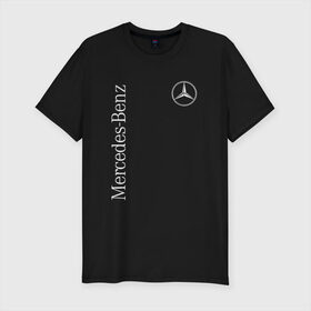 Мужская футболка премиум с принтом MERCEDES-BENZ в Белгороде, 92% хлопок, 8% лайкра | приталенный силуэт, круглый вырез ворота, длина до линии бедра, короткий рукав | amg | benz | logo | mercedes | амг | бенз | бенс | бенц | гелик | лого | мерин | мерс | мерседес