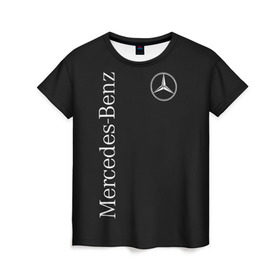 Женская футболка 3D с принтом MERCEDES-BENZ (2 стороны) в Белгороде, 100% полиэфир ( синтетическое хлопкоподобное полотно) | прямой крой, круглый вырез горловины, длина до линии бедер | amg | benz | carbon | logo | mercedes | амг | бенз | бенс | бенц | гелик | карбон | лого | мерин | мерс | мерседес | на спине