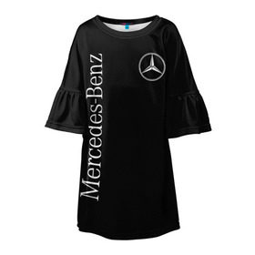 Детское платье 3D с принтом MERCEDES-BENZ (2 стороны) в Белгороде, 100% полиэстер | прямой силуэт, чуть расширенный к низу. Круглая горловина, на рукавах — воланы | amg | benz | carbon | logo | mercedes | амг | бенз | бенс | бенц | гелик | карбон | лого | мерин | мерс | мерседес | на спине