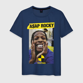 Мужская футболка хлопок с принтом A$AP ROCKY в Белгороде, 100% хлопок | прямой крой, круглый вырез горловины, длина до линии бедер, слегка спущенное плечо. | Тематика изображения на принте: aap | asap | mob | rap | rocky | testing | асап | банда | моб | раким | реп | роки | рэп | рэпер | тестинг | эйсап | эсап