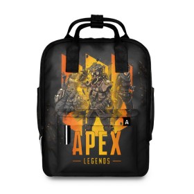 Женский рюкзак 3D с принтом Apex legends в Белгороде, 100% полиэстер | лямки с регулируемой длиной, сверху ручки, чтобы рюкзак нести как сумку. Основное отделение закрывается на молнию, как и внешний карман. Внутри два дополнительных кармана, один из которых закрывается на молнию. По бокам два дополнительных кармашка, куда поместится маленькая бутылочка
 | Тематика изображения на принте: apex | apex legends | battle royale | br | games | new | titanfall | ttf | апекс легенд | бангалор | батл рояль | бладхаунд | игры | каустик | лайфлайн | мираж | рэйф | тайтанфол | титанфол