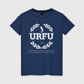 Женская футболка хлопок с принтом URFU в Белгороде, 100% хлопок | прямой крой, круглый вырез горловины, длина до линии бедер, слегка спущенное плечо | институт | студент | универ | университет | уральский федеральный университет | урфу