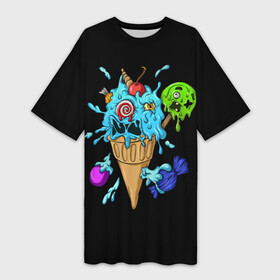 Платье-футболка 3D с принтом Мороженое Монстр в Белгороде,  |  | candy | ice cream | marshmallow | monster | monsters | oreo | sweets | zombie | зомби | леденец | леденцы | маршмеллоу | монстр | монстры | мороженое | орео | сладости
