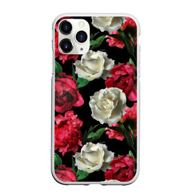 Чехол для iPhone 11 Pro Max матовый с принтом Розы в Белгороде, Силикон |  | f | flora | flowers | greens | leaves | nature | ornament | patterns | petals | red | roses | style | white | youth | белые | зелень | иллюстрация | красные | лепестки | листья | мода | молодежная | орнамент | природа | розовые | розы | стиль | узоры | фл