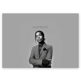 Поздравительная открытка с принтом A$AP ROCKY в Белгороде, 100% бумага | плотность бумаги 280 г/м2, матовая, на обратной стороне линовка и место для марки
 | aap | asap | mob | rap | rocky | testing | альбом | американский | асап | банда | моб | раким | реп | роки | рэп | рэпер | тестинг | эйсап | эсап