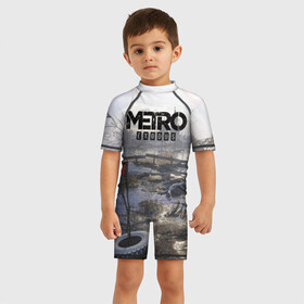 Детский купальный костюм 3D с принтом Метро в Белгороде, Полиэстер 85%, Спандекс 15% | застежка на молнии на спине | exodus | metro | stalker | артем | исход | метро | сталкер | эксодус
