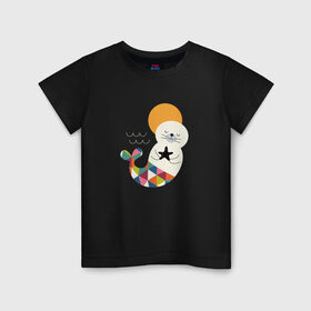 Детская футболка хлопок с принтом Морской Котик в Белгороде, 100% хлопок | круглый вырез горловины, полуприлегающий силуэт, длина до линии бедер | Тематика изображения на принте: 