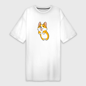 Платье-футболка хлопок с принтом Корги Лапочка в Белгороде,  |  | animal | corgi | dog | добрый | животное | животные | корги | пес | песик | собака | собачка | язык