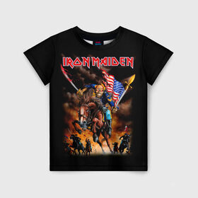 Детская футболка 3D с принтом Iron Maiden в Белгороде, 100% гипоаллергенный полиэфир | прямой крой, круглый вырез горловины, длина до линии бедер, чуть спущенное плечо, ткань немного тянется | heavy metal | iron maiden | metal | айрон мейден | группы | метал | музыка | рок | хеви метал