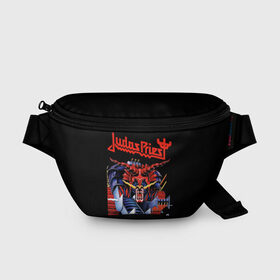 Поясная сумка 3D с принтом Judas Priest в Белгороде, 100% полиэстер | плотная ткань, ремень с регулируемой длиной, внутри несколько карманов для мелочей, основное отделение и карман с обратной стороны сумки застегиваются на молнию | judas priest | metal | rock | группы | метал | музыка | рок | хард рок | хэви метал