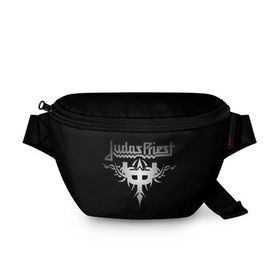 Поясная сумка 3D с принтом Judas Priest в Белгороде, 100% полиэстер | плотная ткань, ремень с регулируемой длиной, внутри несколько карманов для мелочей, основное отделение и карман с обратной стороны сумки застегиваются на молнию | judas priest | metal | rock | группы | метал | музыка | рок | хард рок | хэви метал