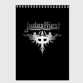 Скетчбук с принтом Judas Priest в Белгороде, 100% бумага
 | 48 листов, плотность листов — 100 г/м2, плотность картонной обложки — 250 г/м2. Листы скреплены сверху удобной пружинной спиралью | Тематика изображения на принте: judas priest | metal | rock | группы | метал | музыка | рок | хард рок | хэви метал