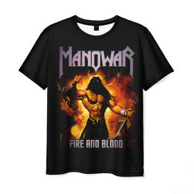 Мужская футболка 3D с принтом Manowar в Белгороде, 100% полиэфир | прямой крой, круглый вырез горловины, длина до линии бедер | heavy metal | manowar | power metal | группы | метал | музыка | пауэр метал | рок | хеви метал