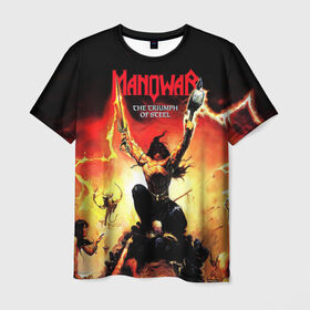 Мужская футболка 3D с принтом Manowar в Белгороде, 100% полиэфир | прямой крой, круглый вырез горловины, длина до линии бедер | heavy metal | manowar | power metal | группы | метал | музыка | пауэр метал | рок | хеви метал