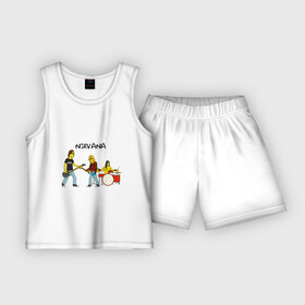 Детская пижама с шортами хлопок с принтом Nirvana в стиле simpsons в Белгороде,  |  | nirvana | simpsons | барабаны | басы | гитара | курт | курт кобейн | музыканты | мультик | нирвана | рок | симпсоны