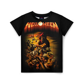 Детская футболка 3D с принтом Helloween в Белгороде, 100% гипоаллергенный полиэфир | прямой крой, круглый вырез горловины, длина до линии бедер, чуть спущенное плечо, ткань немного тянется | heavy metal | helloween | metal | группа | метал | музыка | пауэр метал | рок | хэви метал