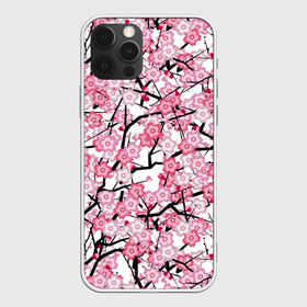 Чехол для iPhone 12 Pro Max с принтом Сакура в Белгороде, Силикон |  | blossoms | cherry | flower | pink | sakura | spring | white | абстракция | белые | весна | ветки | вишня | графика | иллюстрация | картинка | лепестки | мода | молодежная | орнамент | природа | рисунок | розовые | сакура