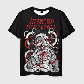 Мужская футболка 3D с принтом Avenged Sevenfold в Белгороде, 100% полиэфир | прямой крой, круглый вырез горловины, длина до линии бедер | 