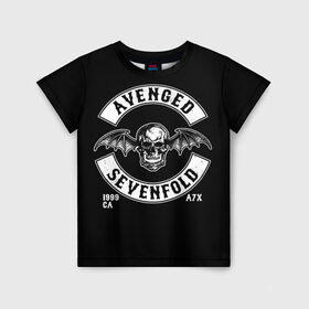 Детская футболка 3D с принтом Avenged Sevenfold в Белгороде, 100% гипоаллергенный полиэфир | прямой крой, круглый вырез горловины, длина до линии бедер, чуть спущенное плечо, ткань немного тянется | Тематика изображения на принте: a7x | avenged sevenfold | heavy metal | metal | группы | метал | музыка | прогрессивный метал | рок | хард рок | хэви метал