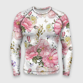 Мужской рашгард 3D с принтом Розовые розы в Белгороде,  |  | bouquet | fashion | flora | flowers | illustra | nature | ornament | patterns | petals | pink | roses | style | youth | белый | букет | графика | иллюстрация | картинка | лепестки | мода | молодежная | орнамент | природа | рисунок | розовые | розы