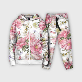 Детский костюм 3D с принтом Розовые розы в Белгороде,  |  | bouquet | fashion | flora | flowers | illustra | nature | ornament | patterns | petals | pink | roses | style | youth | белый | букет | графика | иллюстрация | картинка | лепестки | мода | молодежная | орнамент | природа | рисунок | розовые | розы