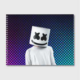 Альбом для рисования с принтом MARSHMELLO в Белгороде, 100% бумага
 | матовая бумага, плотность 200 мг. | marsh | marshmallow | marshmello | marshmelo | mello | music | smile | диджей | лого | маршмеллов | маршмеллоу | маршмеллу | маршмело | маршмелов | маршмелоу | музыка | музыкант | рожица | трэп | улыбка | хаус