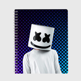 Тетрадь с принтом MARSHMELLO в Белгороде, 100% бумага | 48 листов, плотность листов — 60 г/м2, плотность картонной обложки — 250 г/м2. Листы скреплены сбоку удобной пружинной спиралью. Уголки страниц и обложки скругленные. Цвет линий — светло-серый
 | marsh | marshmallow | marshmello | marshmelo | mello | music | smile | диджей | лого | маршмеллов | маршмеллоу | маршмеллу | маршмело | маршмелов | маршмелоу | музыка | музыкант | рожица | трэп | улыбка | хаус