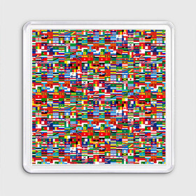 Магнит 55*55 с принтом ФЛАГИ в Белгороде, Пластик | Размер: 65*65 мм; Размер печати: 55*55 мм | pattern | материки | мир | паттерн | страны | текстура | флаги | флаги мира | флажки