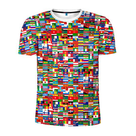 Мужская футболка 3D спортивная с принтом ФЛАГИ в Белгороде, 100% полиэстер с улучшенными характеристиками | приталенный силуэт, круглая горловина, широкие плечи, сужается к линии бедра | pattern | материки | мир | паттерн | страны | текстура | флаги | флаги мира | флажки