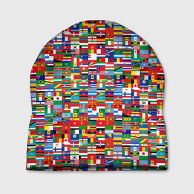 Шапка 3D с принтом ФЛАГИ в Белгороде, 100% полиэстер | универсальный размер, печать по всей поверхности изделия | pattern | материки | мир | паттерн | страны | текстура | флаги | флаги мира | флажки