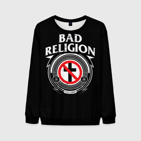 Мужской свитшот 3D с принтом Bad Religion в Белгороде, 100% полиэстер с мягким внутренним слоем | круглый вырез горловины, мягкая резинка на манжетах и поясе, свободная посадка по фигуре | bad religion | hardcore | punk | группы | музыка | панк | панк рок | рок