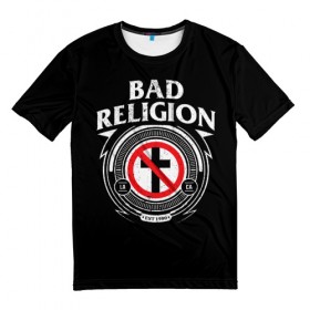 Мужская футболка 3D с принтом Bad Religion в Белгороде, 100% полиэфир | прямой крой, круглый вырез горловины, длина до линии бедер | Тематика изображения на принте: bad religion | hardcore | punk | группы | музыка | панк | панк рок | рок