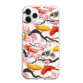 Чехол для iPhone 11 Pro матовый с принтом Карпы кои Сакура в Белгороде, Силикон |  | fightin | белые | ветки | вишня | графика | золотая | иллюстрация | карпы | картинка | кои | косяк | красные | мода | молодежная | оранжевые | орнамент | плывут | природа | пятна | рисунок | розовая | рыба
