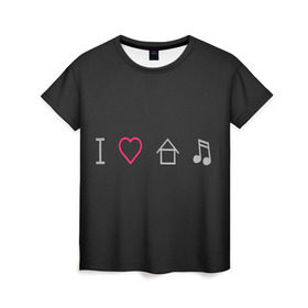 Женская футболка 3D с принтом Музыка Спасет Мир Любовь в Белгороде, 100% полиэфир ( синтетическое хлопкоподобное полотно) | прямой крой, круглый вырез горловины, длина до линии бедер | быть | дом | любимым | любить | люблю | мир | музыка | спасет