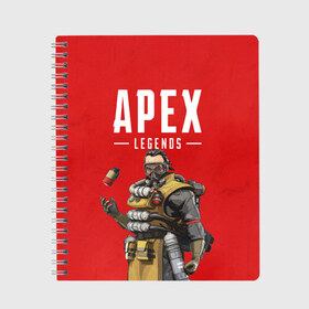 Тетрадь с принтом CAUSTIC APEX LEGENDS в Белгороде, 100% бумага | 48 листов, плотность листов — 60 г/м2, плотность картонной обложки — 250 г/м2. Листы скреплены сбоку удобной пружинной спиралью. Уголки страниц и обложки скругленные. Цвет линий — светло-серый
 | Тематика изображения на принте: apex | caustic | legend | legends | titanfall | апекс | арех | бангалор | бладхаунд | гибралтар | каустик | лайфлайн | ледженд | леджендс | мираж | орех | рэйф